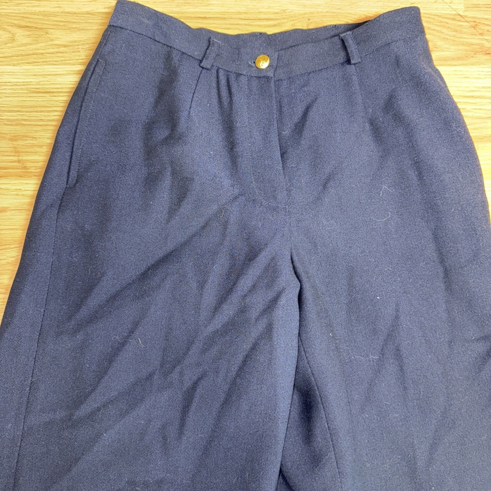 Lauren Ralph Lauren Womens Navy Blue Wide Leg Wool Pants Size 4 ~FLAT FRONT~ NWT - Picture 2 of 8